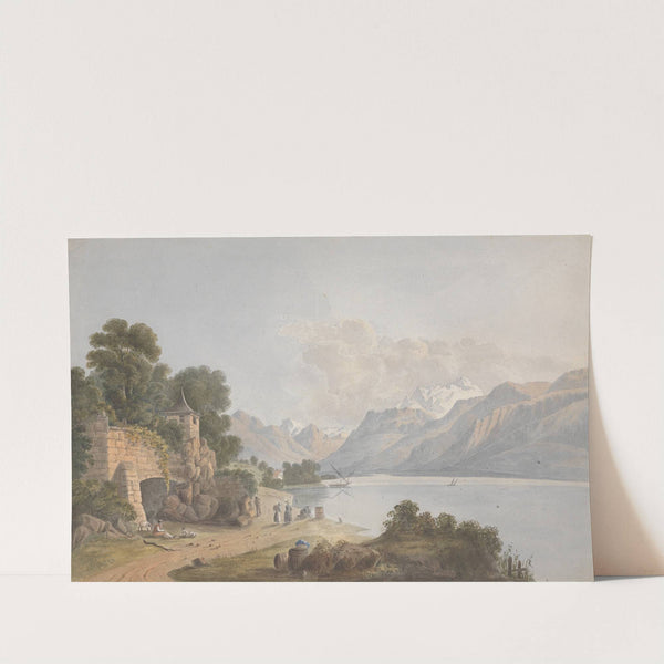 Mountainous Landscape with Lake, Gate and Figures by Isaac Weld