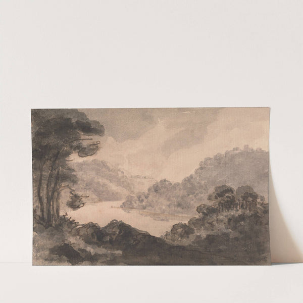 Mountainous Landscape with River, Trees and Foliage in Foreground by William Gilpin