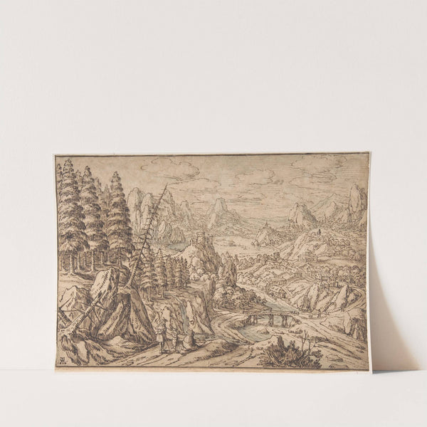 Mountainous Landscape with Travelers on a Road by Tobias Verhaecht