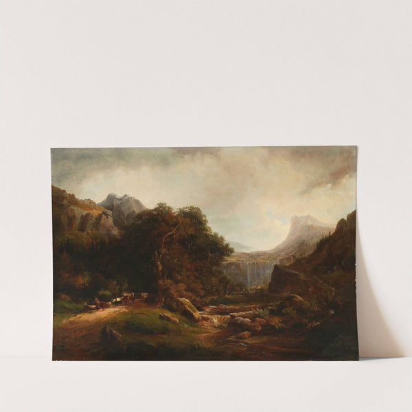 Mountainous landscape with waterfall (1847 - 1852) by Alexandre Calame