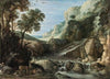 Mountainous Landscape With Wildlife Around A Cascade