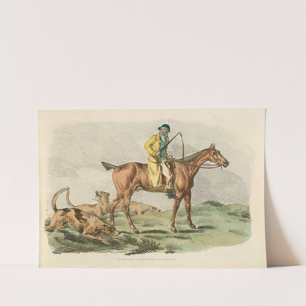 Mounted hunter with three hounds running behind (1817-1818) by Henry Thomas Alken