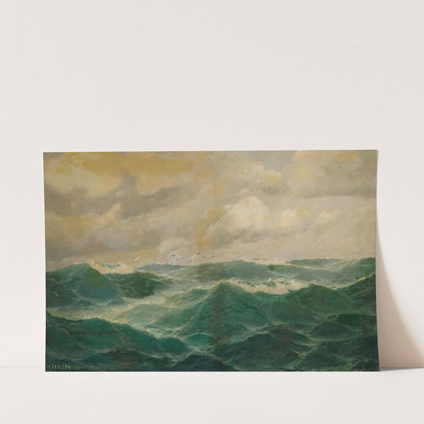 Möwen über einer bewegten Seelandschaft by Max Jensen