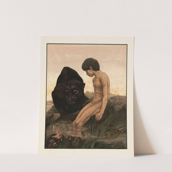 Mowgli and Bagheera (1903) by Charles Maurice Detmold