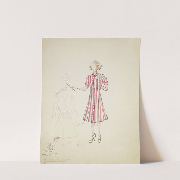 Mr. Dooley, Jr.: Miss Daisy. Striped pink and white dress (1934-1943) by Rhoda Rammelkamp
