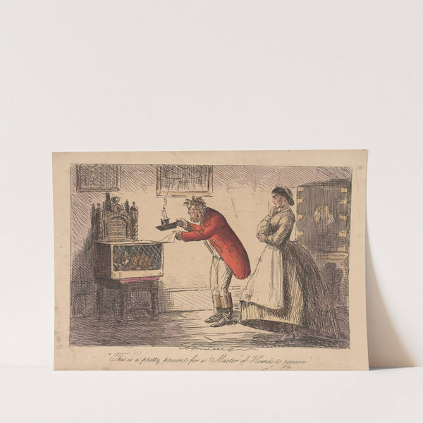 Mr. Facey Romford’s hounds; This is a pretty present for a master of hounds to receive. (1865) by John Leech