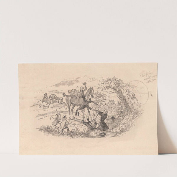 Mr. Jorrocks rescued from a ditch (1838) by Hablot Knight Browne