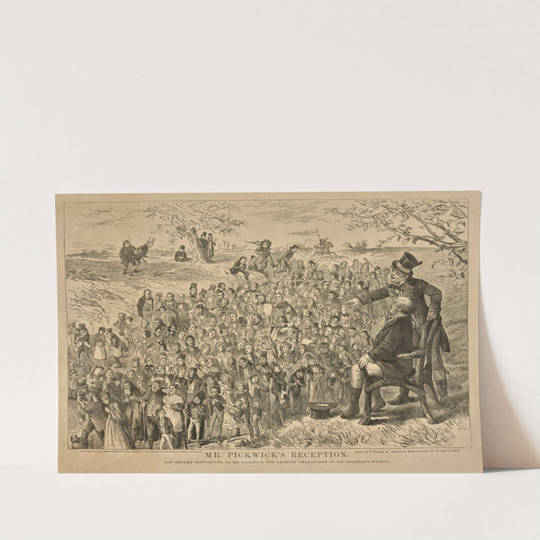 Mr. Pickwick’s reception. Sam Weller introduces to Mr. Pickwick the leading characters in Mr. Dicken’s novels. (1870) by Solomon Eytinge