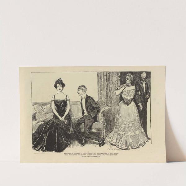 Mrs. Diggs is alarmed at discovering what she imagines to be a snare… (1900-1905) by Charles Dana Gibson