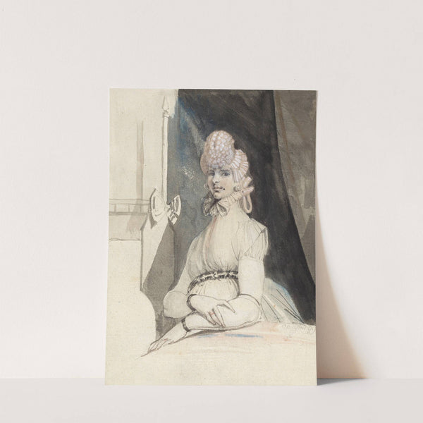 Mrs. Fuseli, an einem Tisch vor Nische mit Vorhang by Henry Fuseli