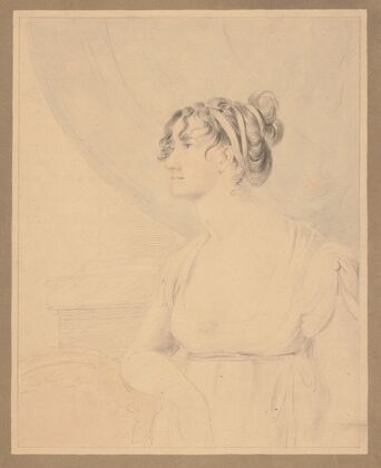 Mrs. J.R. Smith, Elizabeth Pepperell Sanger, indoors and leaning on a chair