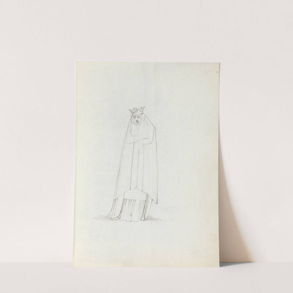 Mrs. Siddons frontal full body with head looking down, with arms folded by John Flaxman