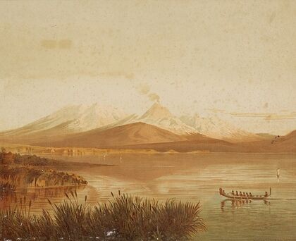 Mts Ruapehu and Tongariro from Lake Taupo