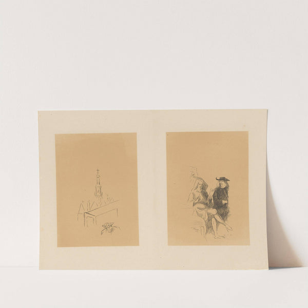 Munttoren en twee mannen met een brief (1873) by Alexander Ver Huell