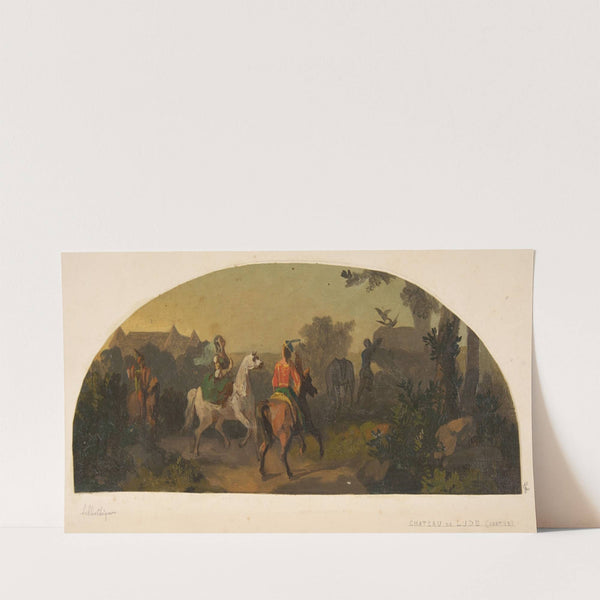 Mural design picturing riders in a landscape for a lunette in the library of the Chateau de Lude (Sarthe) (19th Century) by Jules-Edmond-Charles Lachaise