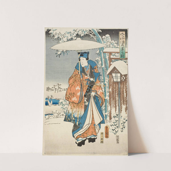 Murasaki and Genji Viewing the Snow by Utagawa Kunisada (Toyokuni III)