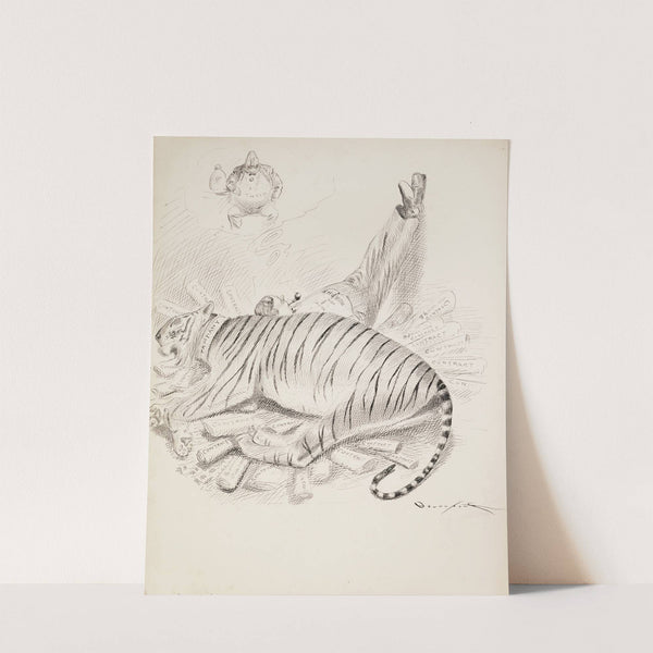 Murphy rests leaning against a large tiger, representing Tammany Hall by Homer Davenport