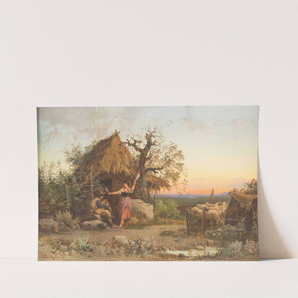 Music making shepherds, Rome in the background by Hermann David Salomon Corrodi