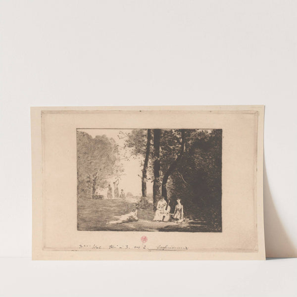 Music-making women under a tree (1856-1897) by Henri-Charles Guérard