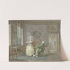 Musicerend paar in een interieur by Jacobus Johannes Lauwers