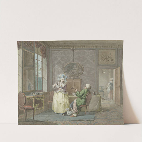Musicerend paar in een interieur by Jacobus Johannes Lauwers
