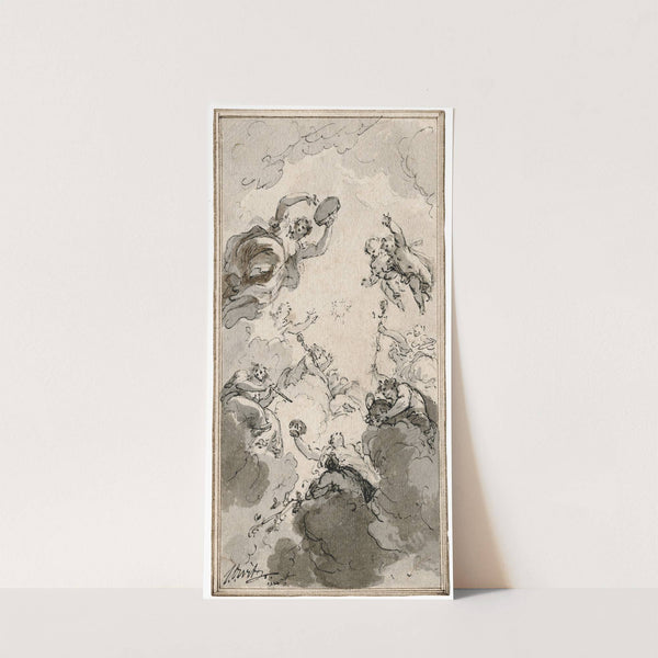 Musicerende figuren in de wolken by Jacob de Wit