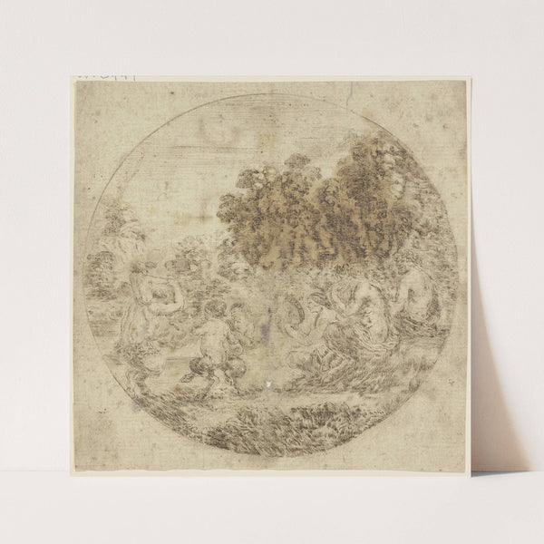 Musizierende Satyrn, davor zwei tanzende Satyrkinder by Stefano Della Bella