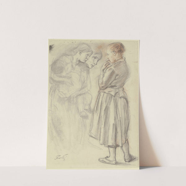 Mutter mit Kind und stehendes Mädchen by Alois Penz