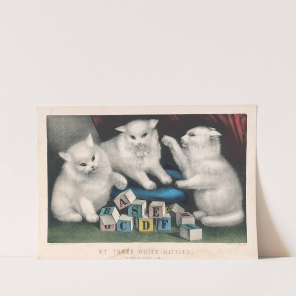 My three white kitties; learning their a.b.c. by Currier & Ives.