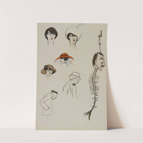 Myriam Danesco, toque, Germaine Thouvenin, arête de poisson, M du Tillet, monocle, M Aschwanden (1912) by Georges Goursat (Sem)