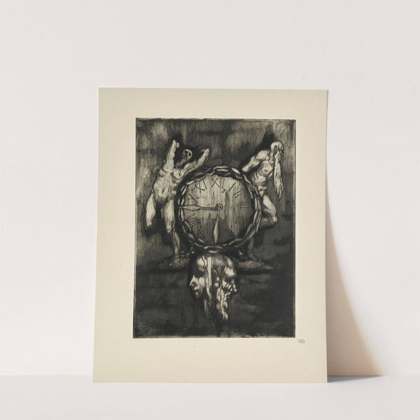 N° 48 – Une horloge apparait au-dessus du portail Autour du cadran triste, une chaîne est sculptée (1935) by Emile Bernard