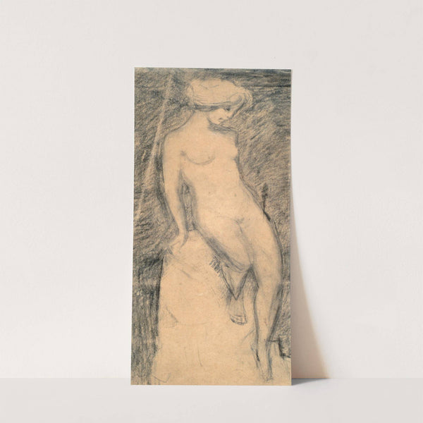 Naakt jong meisje, gezeten op verhoging by Thérèse Schwartze