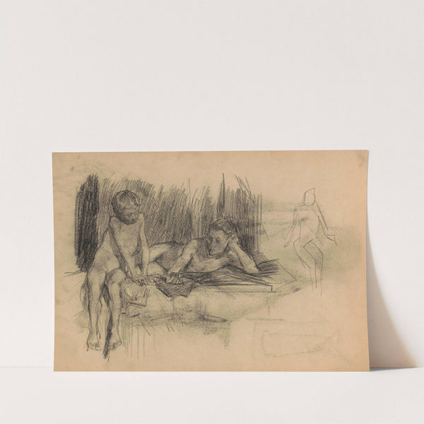 Naakte jongens op een bed (1887) by Marius Bauer