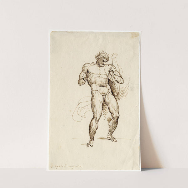 Naakte mannenfiguur in offensieve pose by David Humbert de Superville