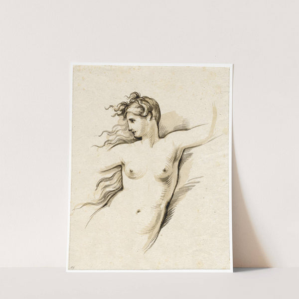 Naakte vrouw: halffiguur, het hoofd naar terzijde gewend by David Humbert de Superville