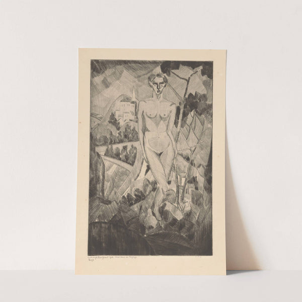 Naakte vrouw in heuvellandschap Nue dans un paysage (1912) by Lodewijk Schelfhout