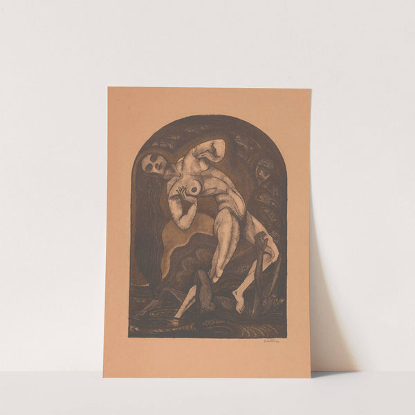 Naakte vrouw staand op liggende man by Henk Schilling