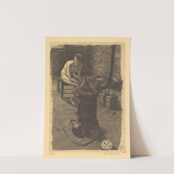 Naakte vrouw zittend bij een kachel (1929) by Arend Hendriks