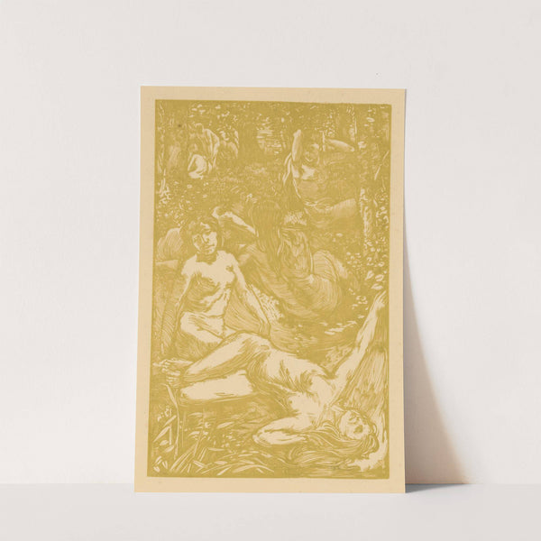 Naakte vrouwen in het gras by Johannes Josephus Aarts