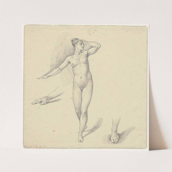 Naakte vrouwenfiguur: met details van handen en voet by David Humbert de Superville