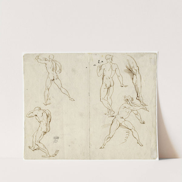 Naaktfiguren in diverse houdingen by David Humbert de Superville