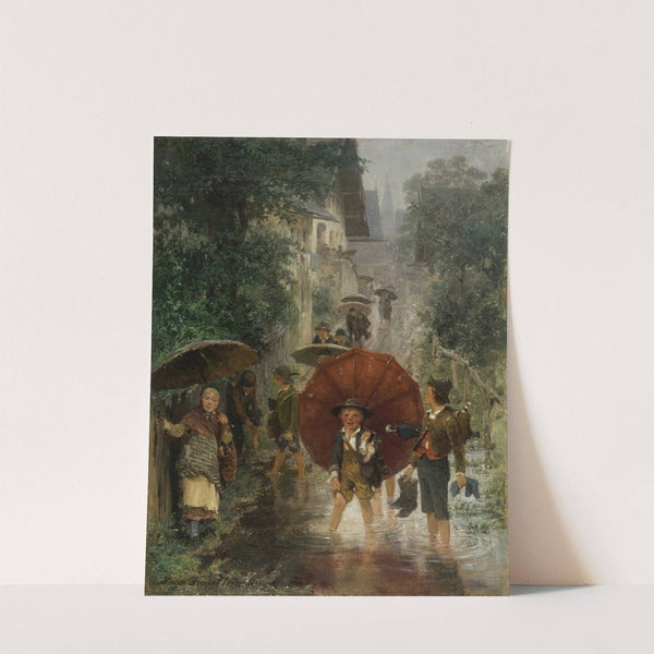 Nach der Schule (Kinder im Regen) by Hugo Kauffmann