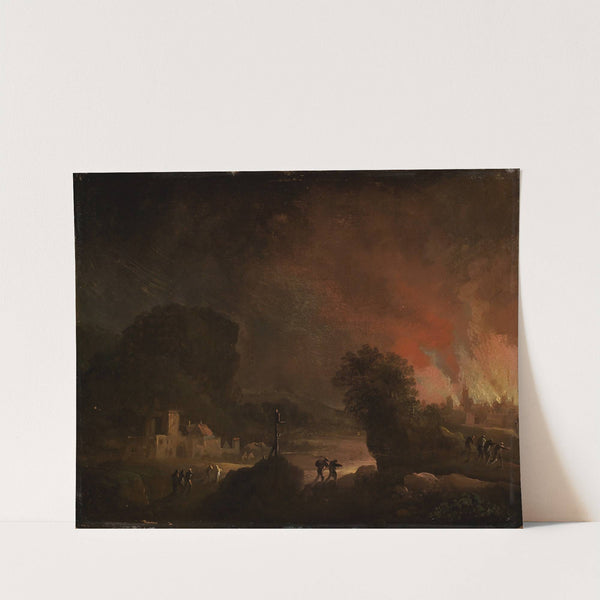 Nächtliche Landschaft mit brennender Stadt by Christian Wilhelm Ernst Dietrich