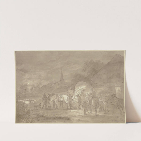 Nächtliche Rast in einem Kirchdorf by Peter von Hess