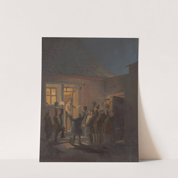 Nächtliche Studentenkundgebung 1848 (Szene im Hof von Franz Brudermann in Klosterneuburg) by Franz Brudermann