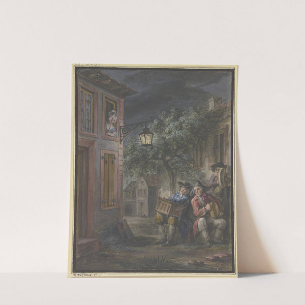 Nächtliches Ständchen in der Gasse eines Städtchens by Maximilian Neustück