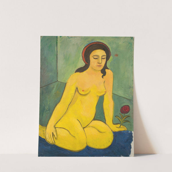 Nacktes Mädchen mit roter Blume (1911) by August Macke