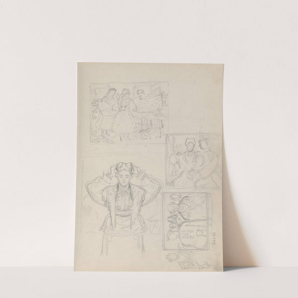 Náčrtník s figur. štúdiami - Krojované ženy by Štefan Polkoráb