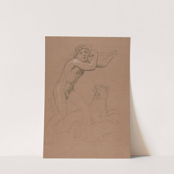 Naked Boy with a Tiger (1885) by Hans Thoma