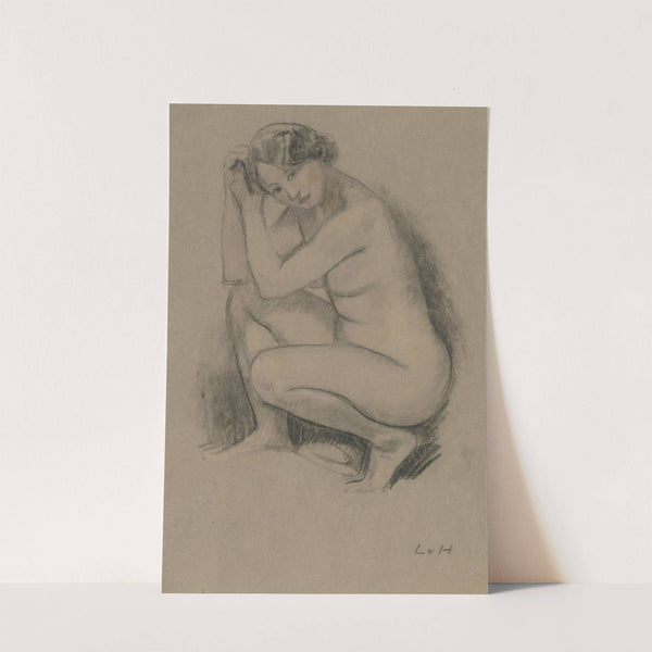 Naked crouching girl by Ludwig von Hofmann